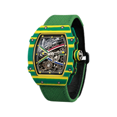 38 x 47.5mm Carbon-Fiber Tonneau Skeleton Automatic Watch - Green - image 4