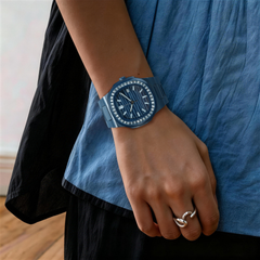 38.5mm Crystal-Bezel Ceramic Horizontal-Dial Quartz Watch - Ocean Prism - image 3