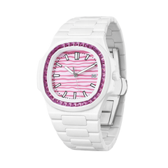 38.5mm Crystal-Bezel Ceramic Horizontal-Dial Quartz Watch - Candy Tide - image 4