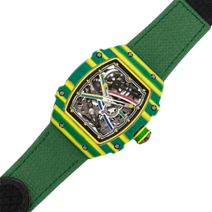 38 x 47.5mm Carbon-Fiber Tonneau Skeleton Automatic Watch - Green - image 6