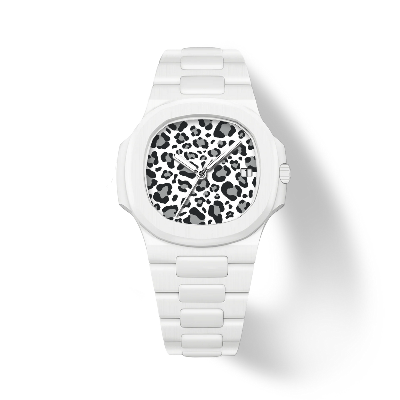 38.5mm Ceramic Horizontal-Dial Quartz Watch - White Panther - image 1
