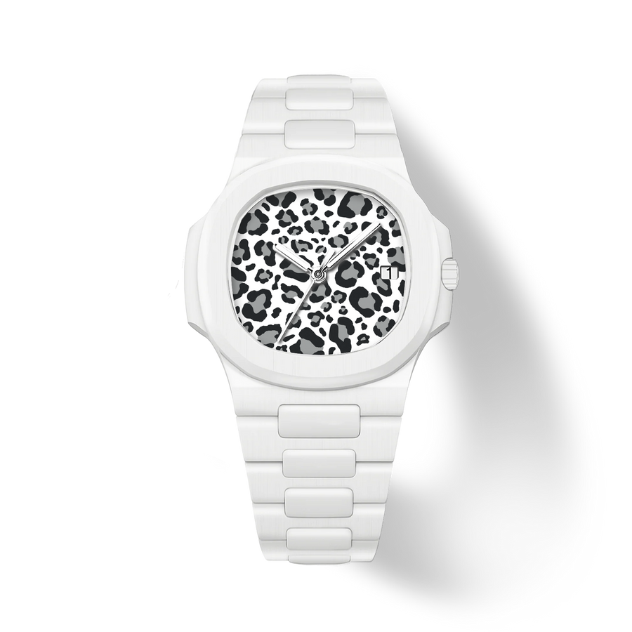 38.5mm Ceramic Horizontal-Dial Quartz Watch - White Panther - image 1