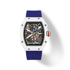 38 x 47.5mm Carbon-Fiber Tonneau Skeleton Automatic Watch - Blue & White - image 1