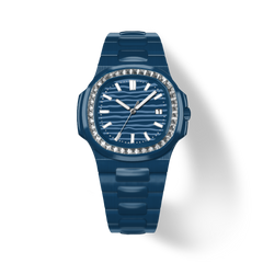 38.5mm Crystal-Bezel Ceramic Horizontal-Dial Quartz Watch - Ocean Prism - image 1