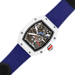 38 x 47.5mm Carbon-Fiber Tonneau Skeleton Automatic Watch - Blue & White - image 4