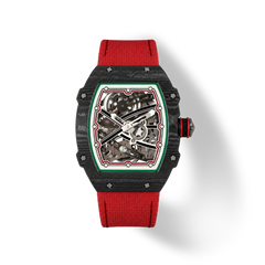 38 x 47.5mm Carbon-Fiber Tonneau Skeleton Automatic Watch - Red & Black - image 1