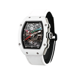38 x 47.5mm Carbon-Fiber Tonneau Skeleton Automatic Watch - White - image 5
