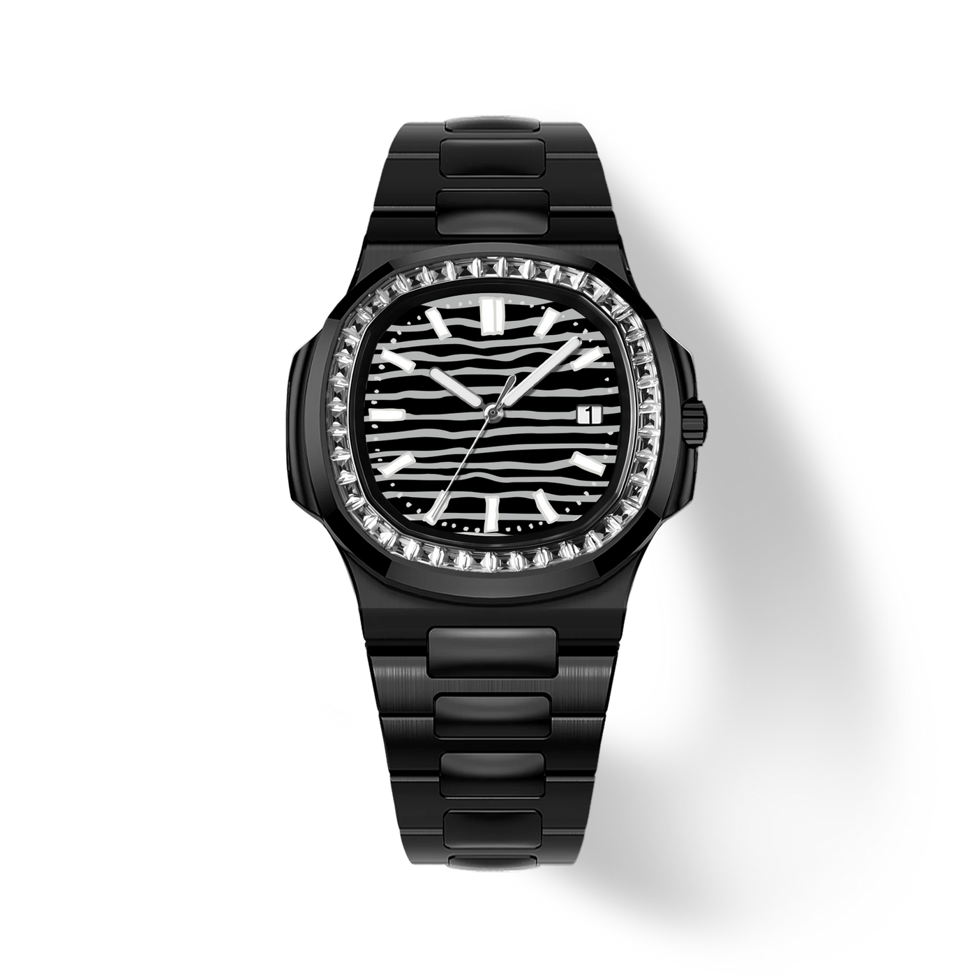 38.5mm Crystal-Bezel Ceramic Horizontal-Dial Quartz Watch - Abyss Glow - image 1