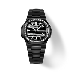 38.5mm Crystal-Bezel Ceramic Horizontal-Dial Quartz Watch - Abyss Glow - image 1