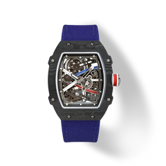 38 x 47.5mm Carbon-Fiber Tonneau Skeleton Automatic Watch - Blue & Black - image 1