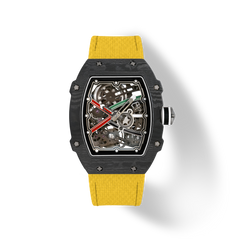 38 x 47.5mm Carbon-Fiber Tonneau Skeleton Automatic Watch - Yellow & Black - image 1