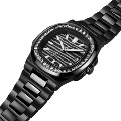 38.5mm Crystal-Bezel Ceramic Horizontal-Dial Quartz Watch - Abyss Glow - image 6
