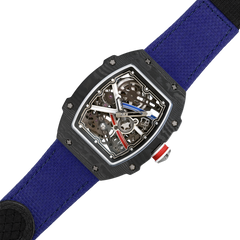 38 x 47.5mm Carbon-Fiber Tonneau Skeleton Automatic Watch - Blue & Black - image 4