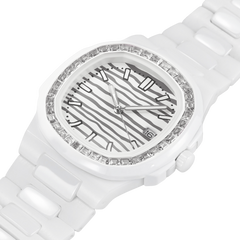 38.5mm Crystal-Bezel Ceramic Horizontal-Dial Quartz Watch - Polar Gleam - image 6