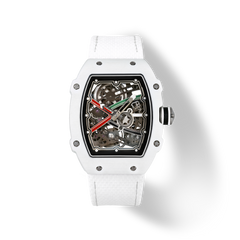 38 x 47.5mm Carbon-Fiber Tonneau Skeleton Automatic Watch - White - image 1