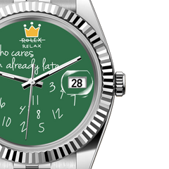 Who Cares Automatic Watch – 40mm Emerald Humor – gallery view 4