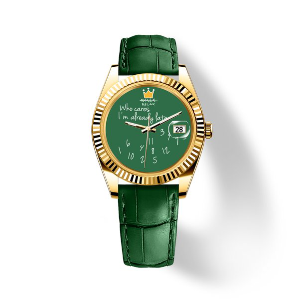Who Cares Green Humor 40mm watch