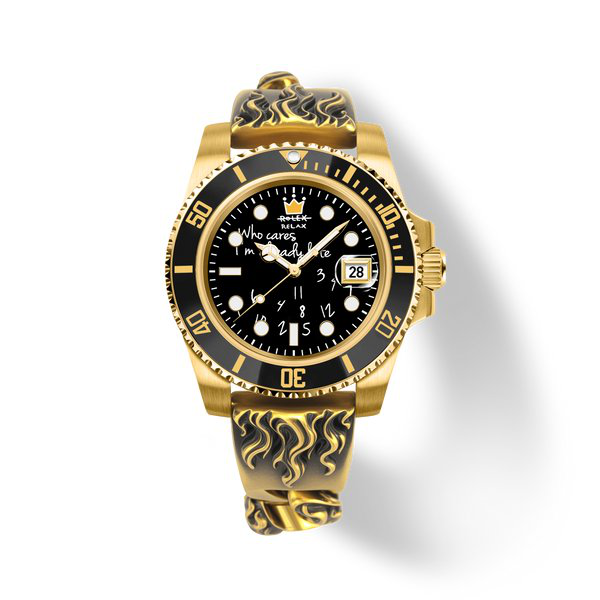 Who Cares Golden Inferno engraved bracelet 40mm watch
